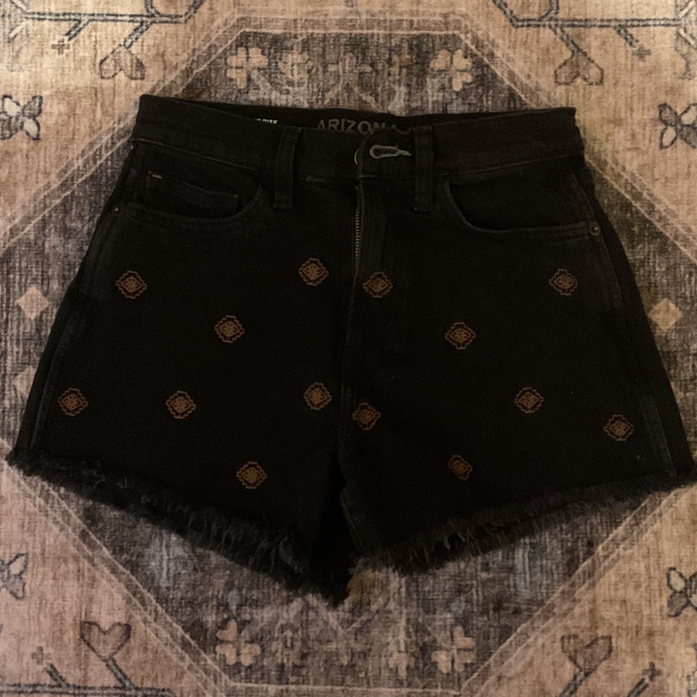 Arizona Jean Company Women's Black Embroidered Denim Shorts